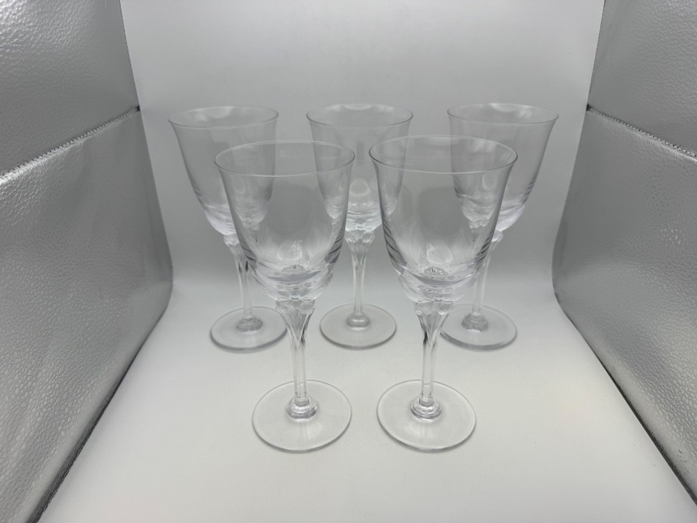 Set of 5 Cristal de Sevres HM France CRYSTAL BUTTERFLY Wine Glasses