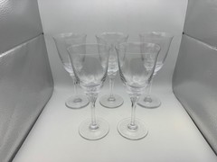 Set of 5 Cristal de Sevres HM France CRYSTAL BUTTERFLY Wine Glasses