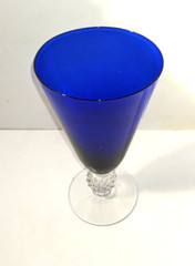 Morgantown Glass Co. Ritz Blue Golf Ball Ice Tea Goblet Pressed Glass 6.75″