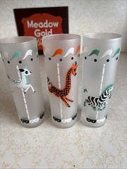 Vintage MCM Libby “Circus Carousel” Frosted Tom Collins Glasses – Set of 3