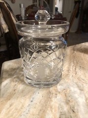 Signed Miller Rogaska Reed Barton Crystal Etched Lady Golfer Biscuit Candy Jar