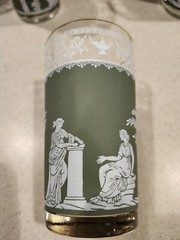 Vtg Jeanette Wedgewood Grecian Green Glasses 5 In Ht. 8 Oz Set 8