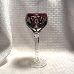 NACHTMANN TRAUBE 7″ WINE GLASS AMETHYST PURPLE CUT TO CLEAR CRYSTAL BOHEMIAN
