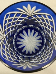 Vintage Cobalt Blue Cut Crystal Rocks Glass – Heavy Overlay Crystal Tumbler