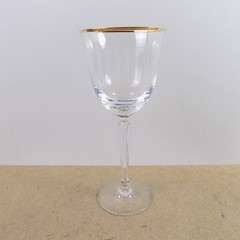 6 Lenox Crystal Classic Federal Gold 7.25″ Wine Glasses Goblets USA Vintage