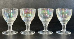 Vintage 4 George Borgfeldt Lisa Crystal Iridescent 4” 1.5 Oz. Cordials
