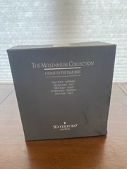 VTG WATERFORD Millennium Collection Crystal Toasting Flutes W/BOX 9.25″H SIGNED