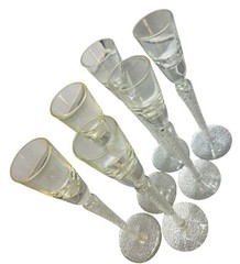 Lot Of 6 Vintage Air Twist Stem Crystal Cordial Bohemia Crystal Crystalex Boc270