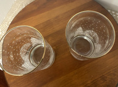 2 RARE Lynns China Vintage Libbey Frosted Pines 14oz Drinking Glasses MINT