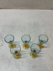 Antique Portieux France George Sand Cordial Liqueur Glasses Set of 5 Blue Amber