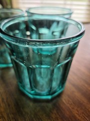 Teal Luminarc Arcoroc Working Glasses 10-Panel Set of 3 Vintage France