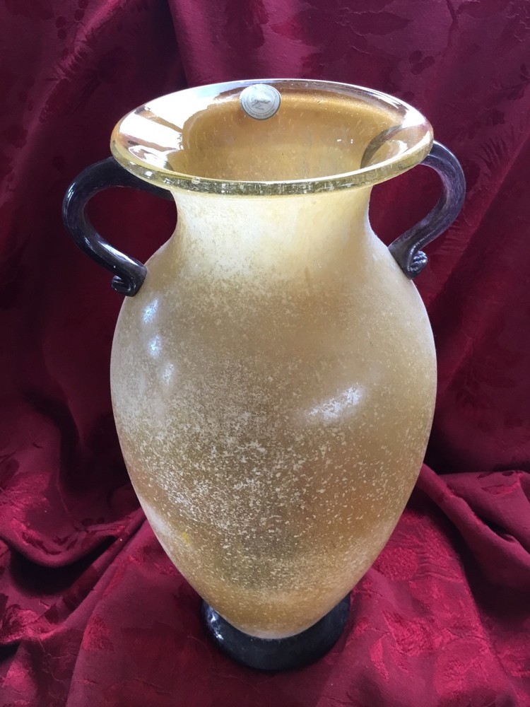 FLAWLESS Exquisite DESIGN GUILD Yellow ROMANIAN Bronze Footed Handles VASE URN