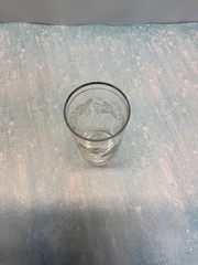 Vintage Bartlett Collins Grape Leaf Etched Glasse Gold Rim 1950s 6.75” Tall
