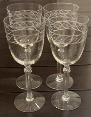 Gadroon by Fostoria Set of Water Goblets 4 Stemware Glasses 7 7/8”