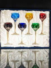 Faberge Lausanne Crystal Goblets 8.5″ Tall in original case NIB