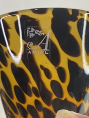 Global Amici Safari Leopard Tortoise Wine Water Goblet Handblown Glass Jungle