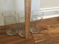 set 3 Corelle Rosemarie glass Tumbler tulips 6″ tall EXC