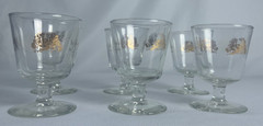 🍋Vintage Houbigant since 1775 Gold Logo Cocktail Cordial Stemmed Glasses LOT 🍋