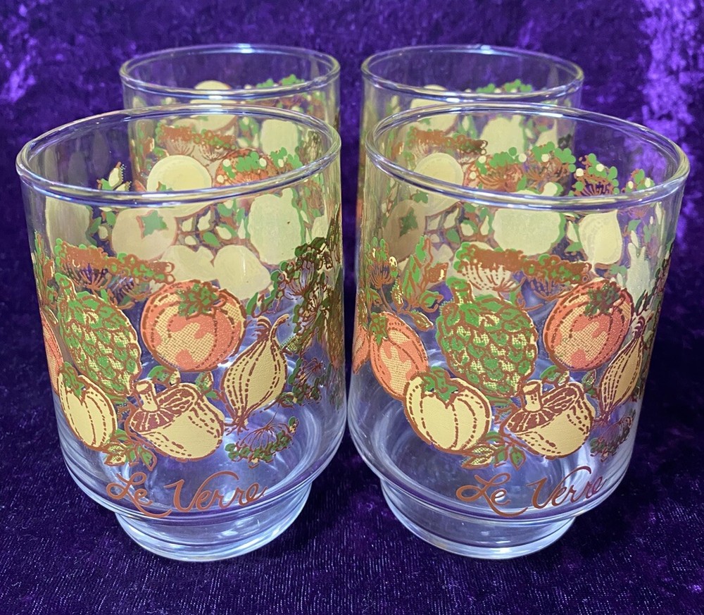 Le Verre Glass Set Vegetable Garden Mushroom Spice of Life Glasses MCM Cottage