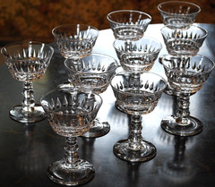 Vtg Set 10 BRYCE WAKEFIELD Champagne/Sherbet Glasses CUT CRYSTAL BALL STEM 4.75″