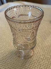 VTG pink embossed hobnail glass tumbler, Bud Vase, Decorative Art Glass