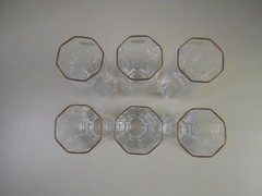 Vintage Set of 6 Kristall Lead Crystal Highball MCM Glasses Hand Made Octagonal