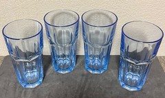 4 VTG Libbey Duratuff Gibraltar Misty Blue 6.5” Paneled Ice Tea Thick Glasses