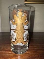 Anchor Hocking Libra Zodiac Glass MCM Gold Gild Tom Collins Barware