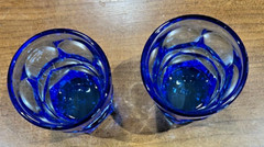Vtg Fostoria Argus Blue Henry Ford Museum HFM Set of 4 Juice Glasses 2 7/8″