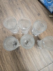 vintage Westmorland English Diamond Point Clear Square Bases Glasses