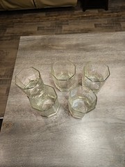 Set Of 5 Vintage «Glacier Ice» Design Old Fashioned Glasses