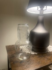 Set of 2 Etched Floral Glass Carafe and Tumbler Four-Piece Set