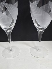 Lenox «Fan Light» Crystal 7-7/8″ Frosted Fans Wine Glass Made USA Mint Set Of 3