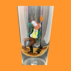 3 VINTAGE MCM CZECHOSLOVAKIAN HAND PAINTED GLASS TUMBLERS – 6″ – TIPSY DRUNKS BE