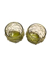 Anchor Hocking Roly Poly On The Rocks Two Glasses Lido Milano In Avocado Green
