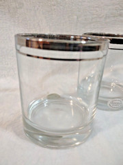 4 Pure Platinum Trim Cocktail Old Fashioned Crystal Glasses Versailles Italy