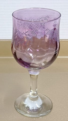 Multicolor Etched Scroll Wine Glasses 6-5/8″ Water Goblets Set of 6