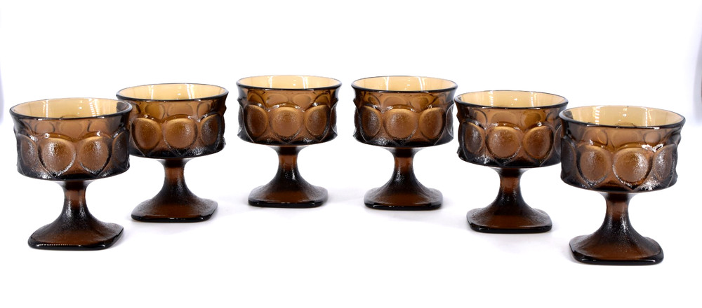 VTG Noritake SPOTLIGHT Walnut Brown (6) Sorbet Champagne Goblets Glasses 4.25″
