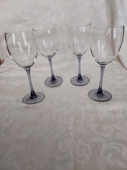Vintage Amethyst/Purple Stem 8in Wine Glases Set Of 4