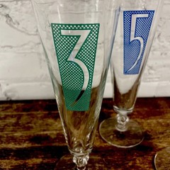 Vintage Libbey Beer Glasses -MCM #3 #5 #6 Red, Green, And Blue Dots -Lot Of 3