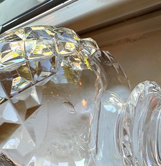 Rogaska Gallia Crystal Balloon Wine Water Glass Etched Floral Slovenia 8″ Tall