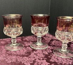 Indiana Glass King Crown Thumbprint Ruby Red Goblets Set of 4, 5.5 Color Loss