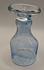 Hand Blown Studio Art Glass Goblets Set of 2 Blue Green Swirl Signed