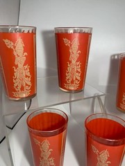 Thai Goddess Lakshmi Set Of 6 Vintage Drinking Glasses Mid Century Modern