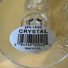 DePlomb 24% Lead Crystal Water Wine Goblets USA Diamond Cut Stem Set of 4 NWT