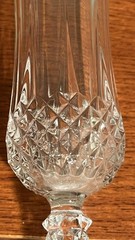 Clear Cut Glass Tall Champagne Flutes Set Of 3 Diamond Pattern Gold Trim Classic