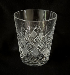 Bohemia Crystal Crystalex ~ One Criss-Cross & Cross-Hatch Cut Flat Tumbler ~ EUC