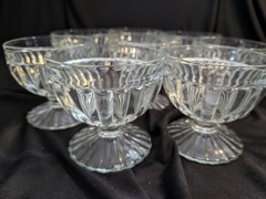 VTG 8PCS Stemmed Dessert Glasses 3 1/4″ ribbed bowl, wafer, textured foot