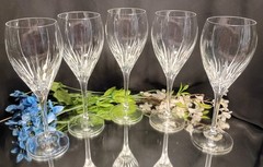 5 Cristal D’Arques ENCHANTE Contemporary Cut Crystal Water Goblets Wine Glasses