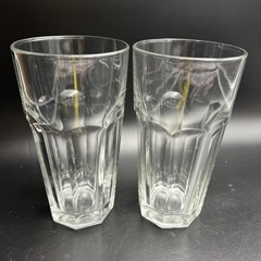 Libbey Drinking Glasses Gibraltar Clear Flat 8 Panel 22oz Tall Tumblers Lot of 2